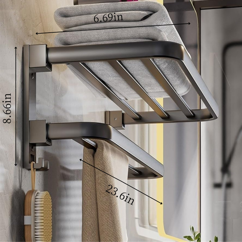dootiva foldable metal Towel Rack with Double Towel Bar,towel storage ...